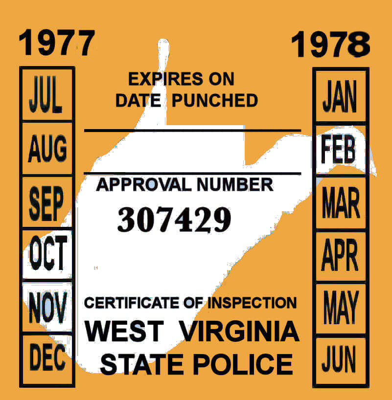 (image for) 1977-78 West Virginia inspection sticker